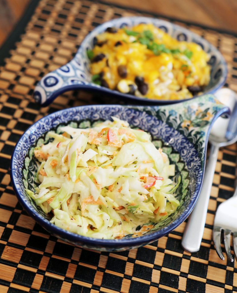 coleslaw rice and beans duo